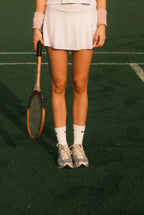 Salmon Stripes White Skirt