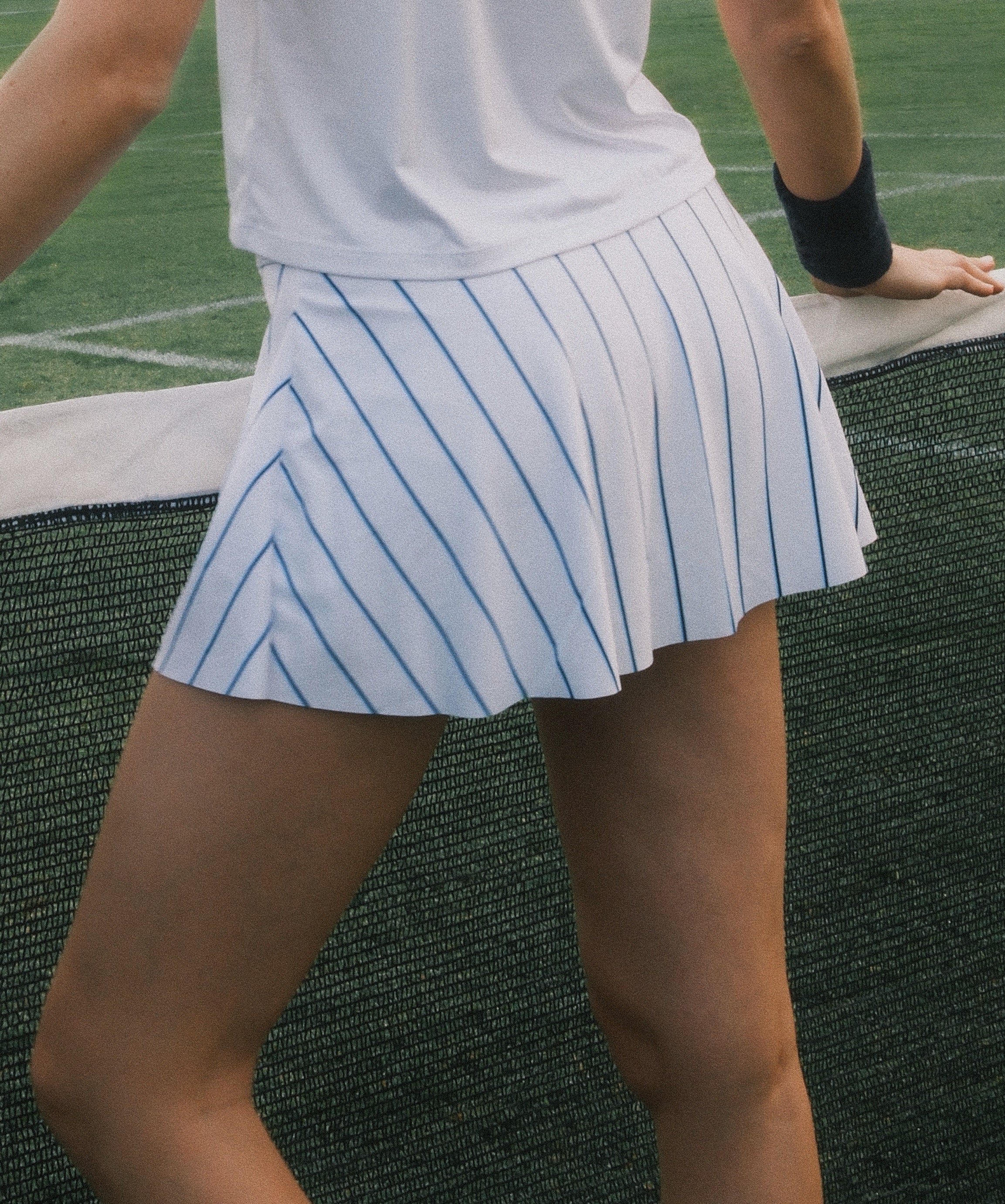 Blue & Mint White Stripes Skirt